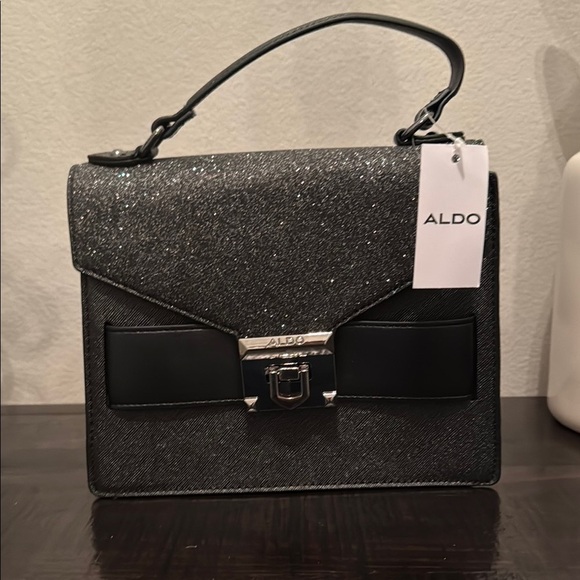 Aldo Black and Gray Satchel with Shimmering Finish - Picture 1 of 8